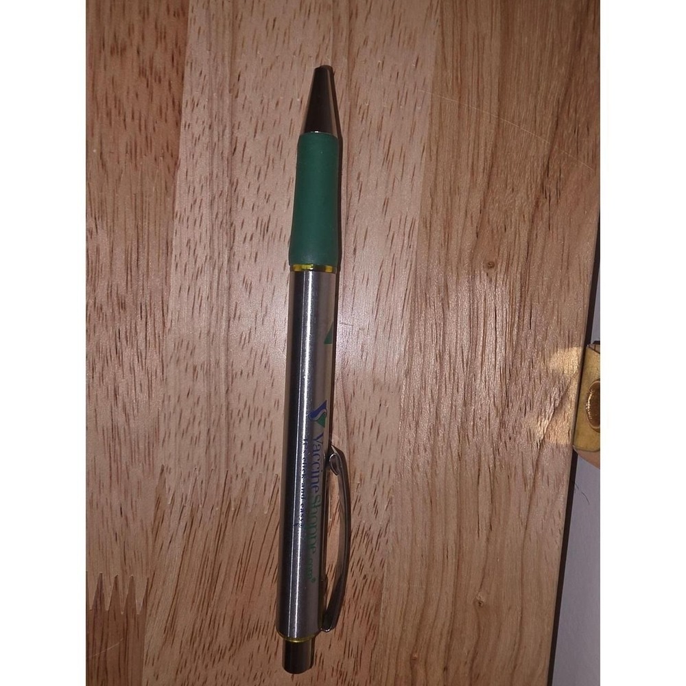 3-in-1 promotional ballpoint pen featuring a green rubber grip stylus